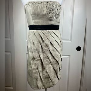 Gold strapless evening gown